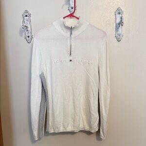 Tommy Hilfiger Cream Quarter-Zip Pullover vintage